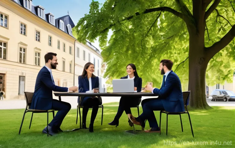 룩셈부르크 스타트업 창업 - **Prompt 1: Collaborative Innovation in a Modern Hub**
    "A vibrant, high-energy scene inside a mo...