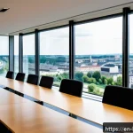 Home 19 룩셈부르크와 스위스 비교 - A sophisticated modern office environment in Luxembourg City, featuring a diverse group of expatriat...